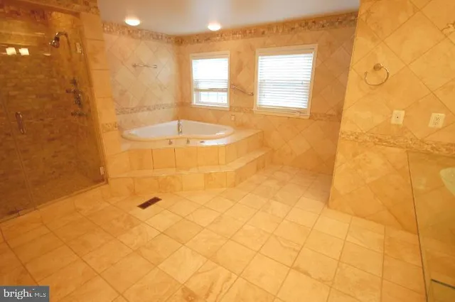 a bathroom with a bathtub