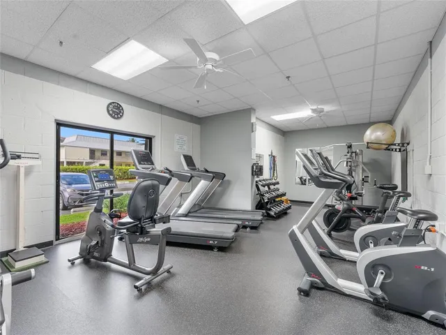 a view of a room with gym equipment