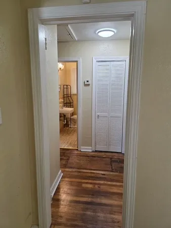 a view of wooden door
