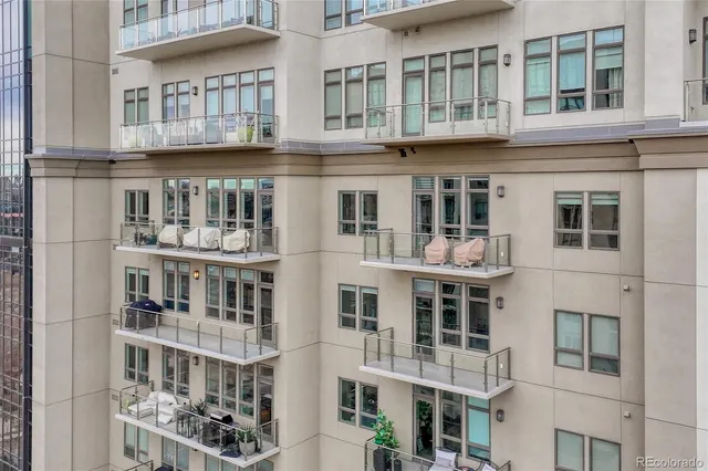 a front view of a building with windows