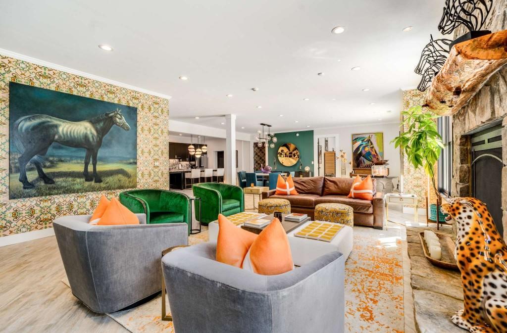 254 Nicholson Road Blue Ridge, GA 30513 - Photo 55 of 86 a living room with fireplace furniture and a flat screen tv