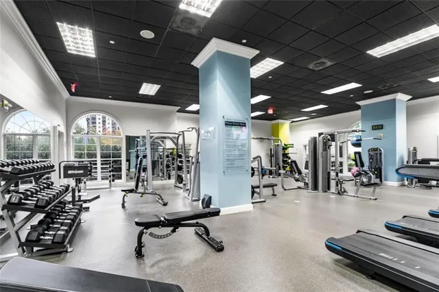 a view of a room with gym equipment