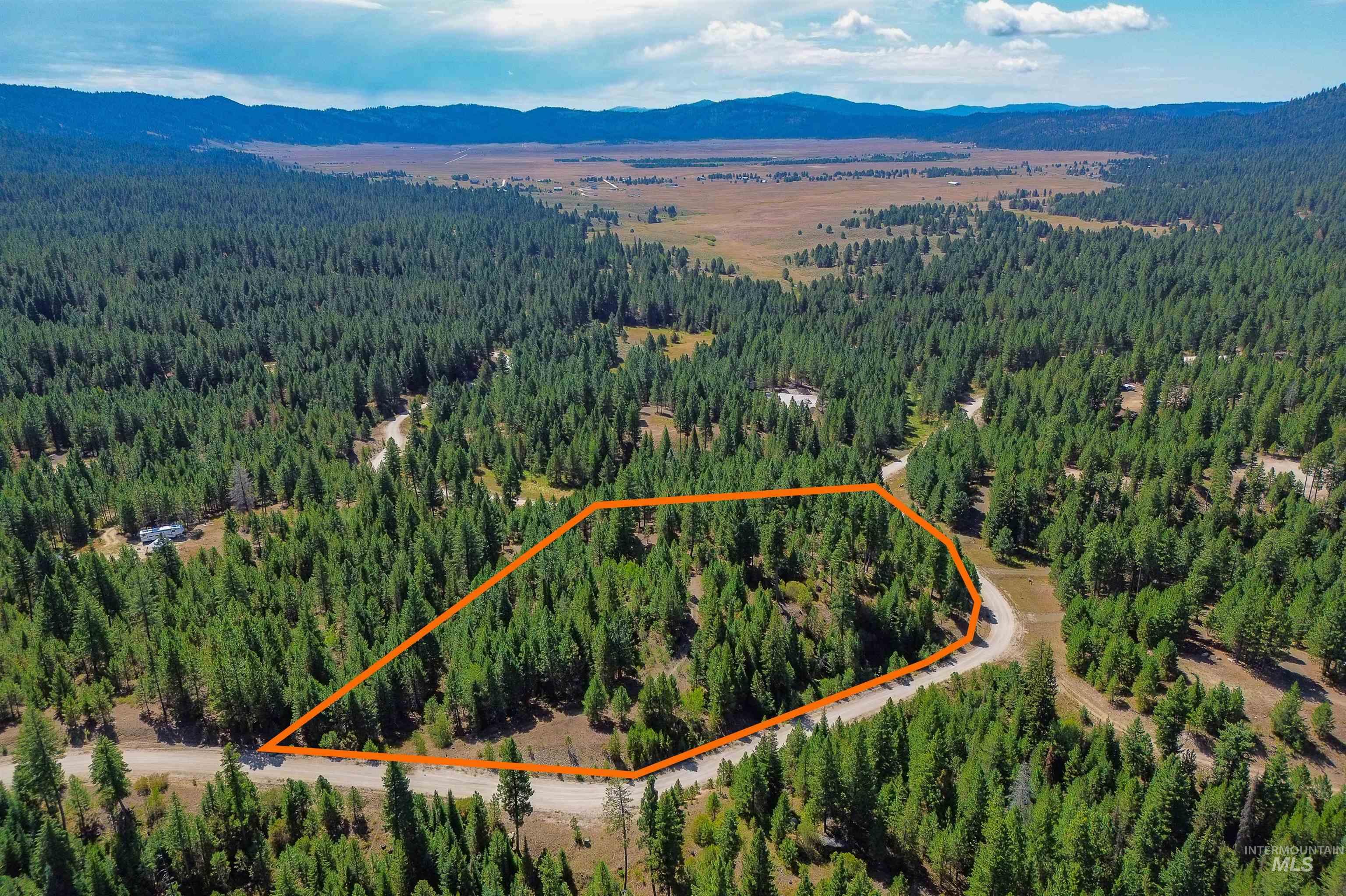 47 Coit Drive Cascade, ID 83611 - Photo 19 of 34 Aerial view of property's location with mountains and property parcel outlined
