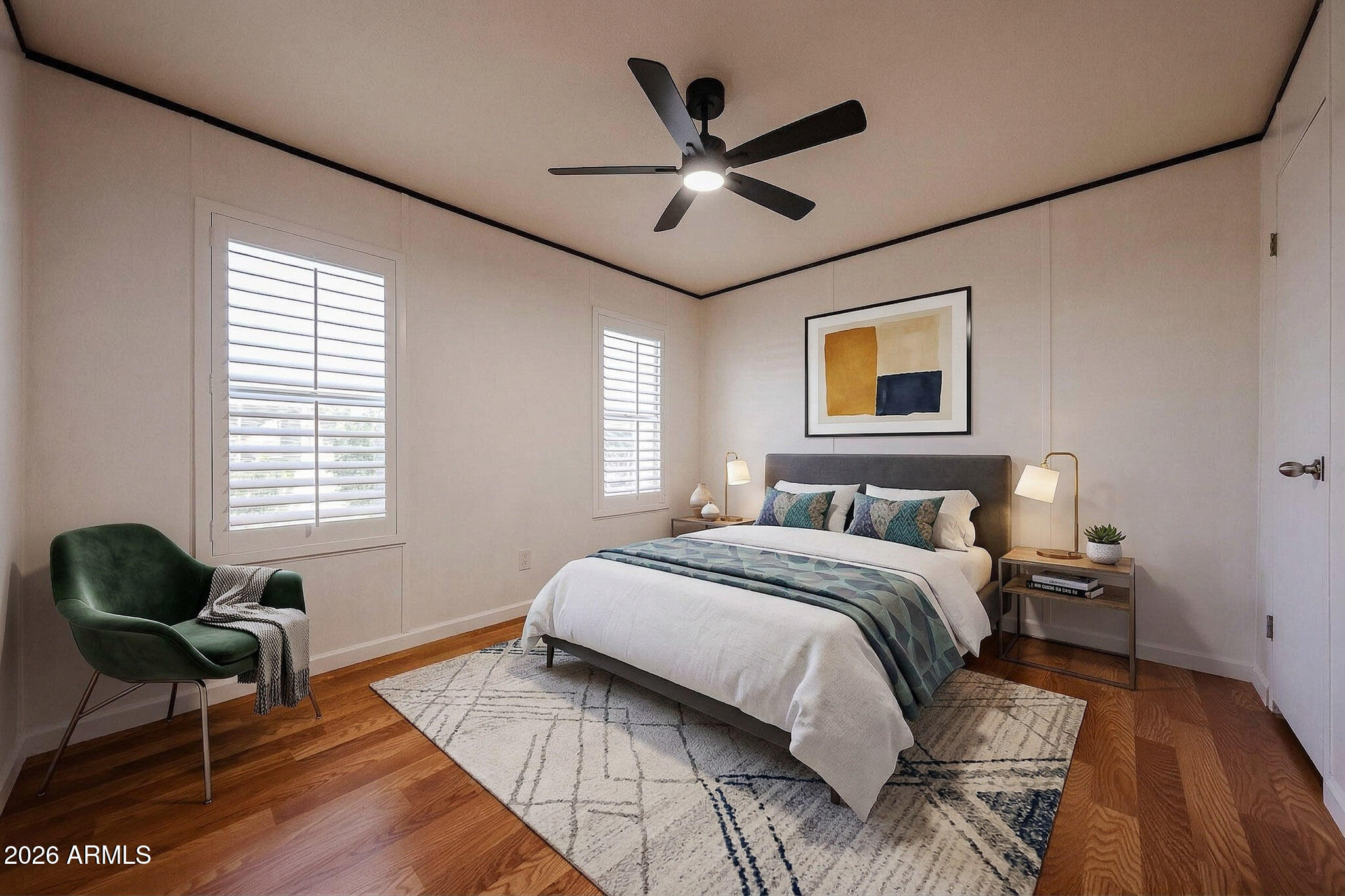 201 South Greenfield Road, Unit 254 Mesa, AZ 85206 - Photo 9 of 35 a spacious bedroom with a bed and a window