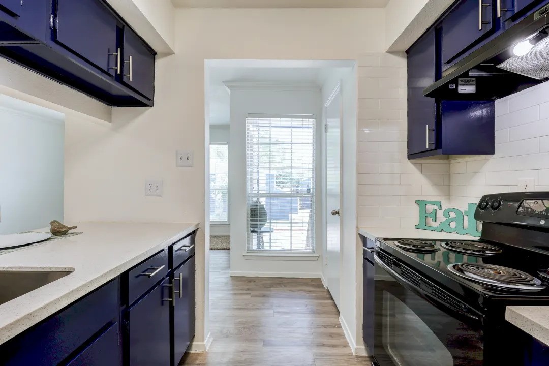 1100 Graham Drive, Unit 1602 Tomball, TX 77375 - Photo 3 of 27 a kitchen with a stove and a sink