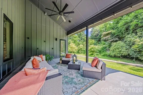a garden view with a seating space and garden view