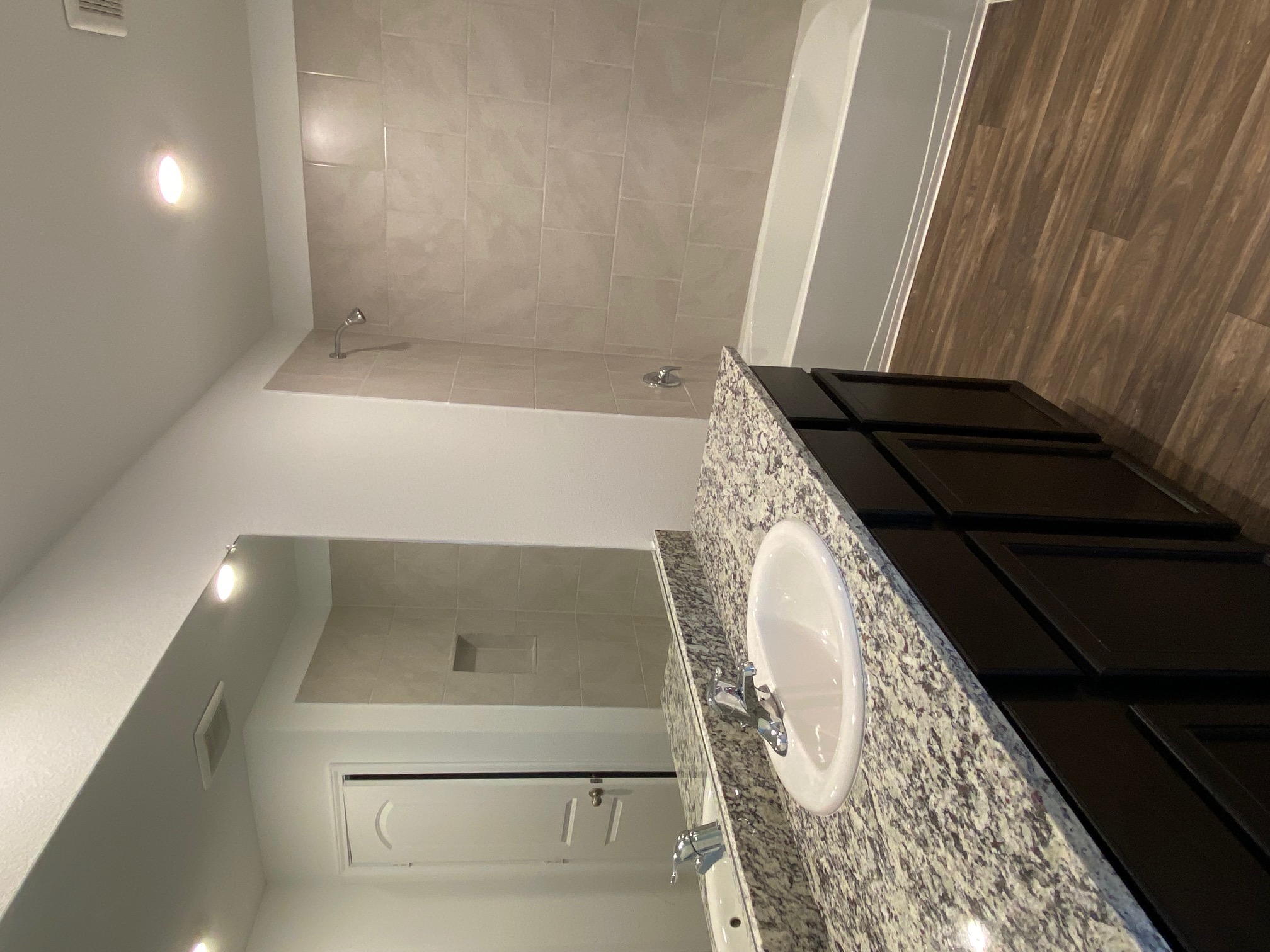 18308 Speculator Lane Elgin, TX 78621 - Photo 3 of 16 a bathroom with a granite countertop bathtub sink and mirror