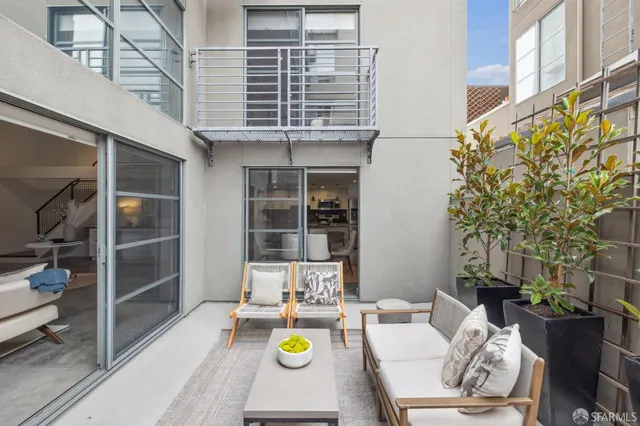 a view of an outdoor space with seating