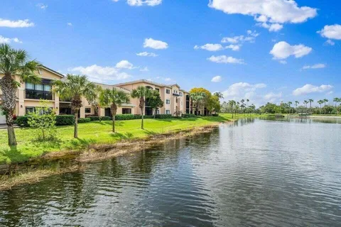 a view of a lake with houses
