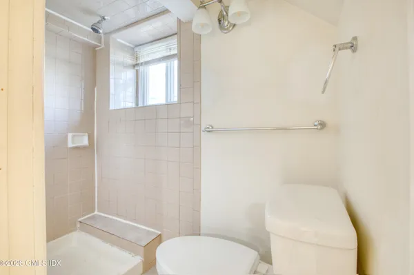 a white toilet sitting next to a shower curtain