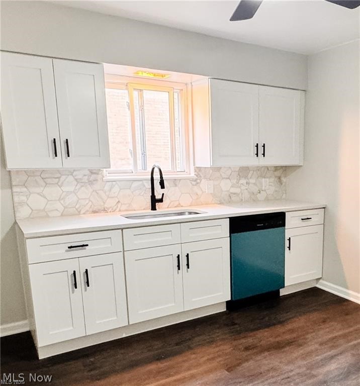2907 Snow Road, Unit UP Cleveland, OH 44134 - Photo 5 of 19 Kitchen featuring white cabinetry, dishwasher, and dark wood-style floors
