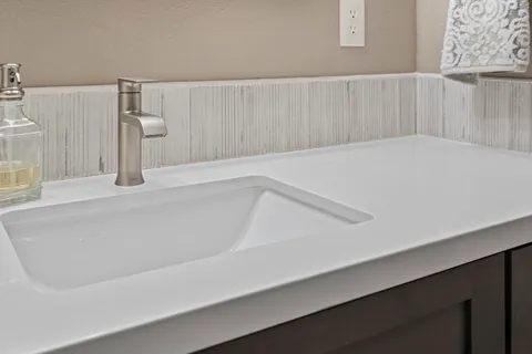 a bathroom with a bathtub