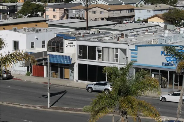 a view of a building with a patio