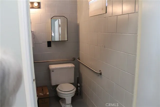 a close view of a toilet in bathroom