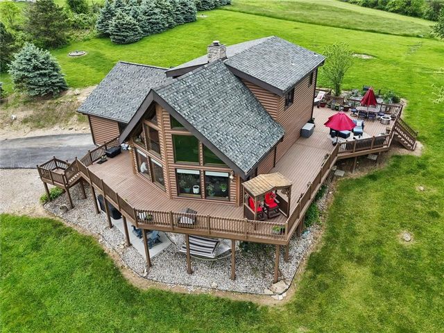 an aerial view of a house