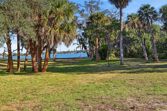 a view of a lake with a mountain in the background