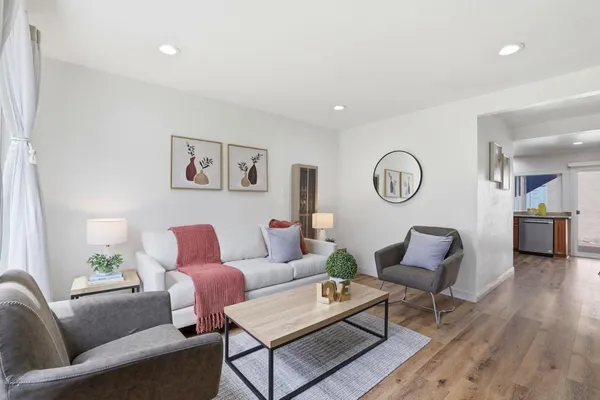 a living room with furniture