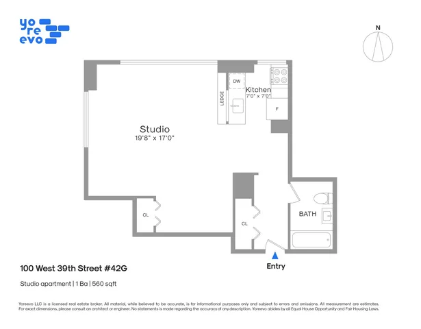 $4,000 | 100 West 39th Street, Unit 42G | Fashion District