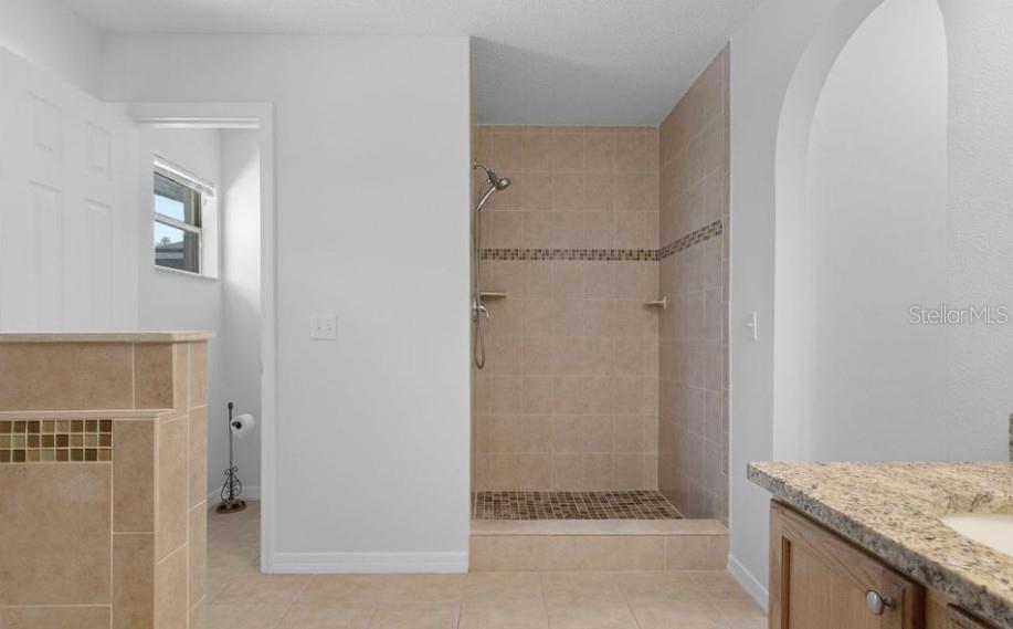 12411 Convent Garden Road Brooksville, FL 34613 - Photo 27 of 49 a bathroom with a granite countertop shower and a sink