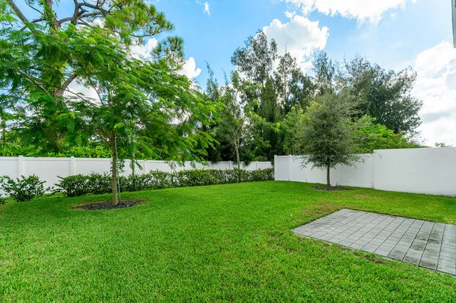 a view of a yard with a tree