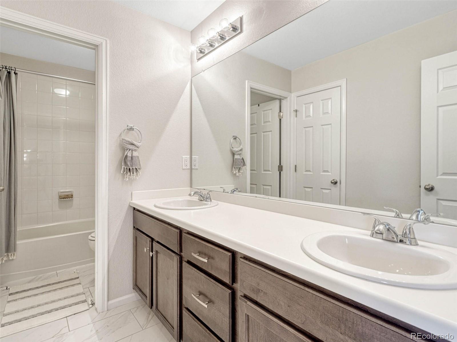 5921 Berry Ridge Wy. Castle Rock, CO 80104 - Photo 31 of 43 a bathroom with a sink and a mirror