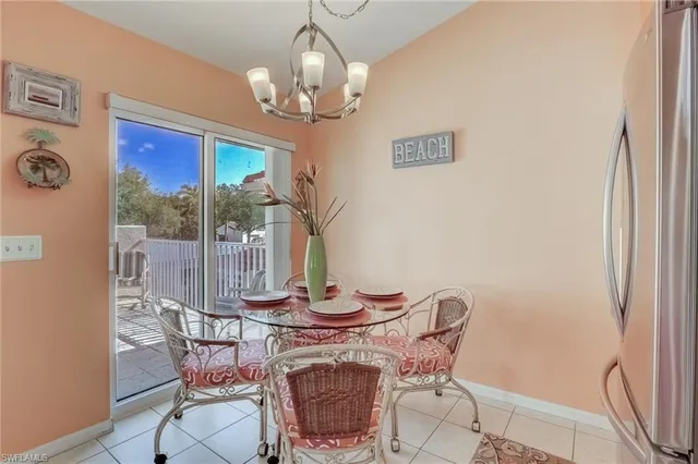 a view of a dining room with furniture wooden floor and chandelier