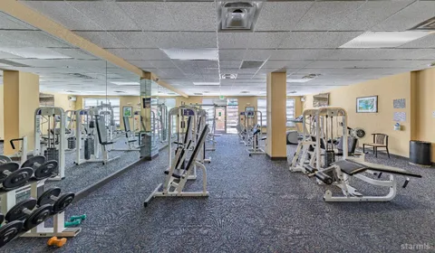 a view of a room with gym equipment