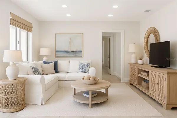 a view of a livingroom with a furniture and a fireplace