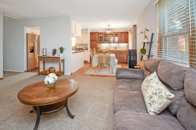 a living room with furniture or couch and a potted plant