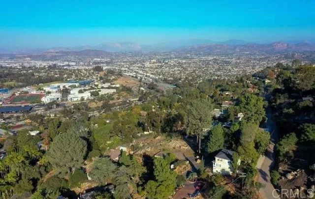 a view of a city with green space