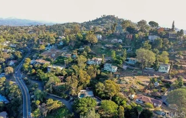 a view of a city with green space
