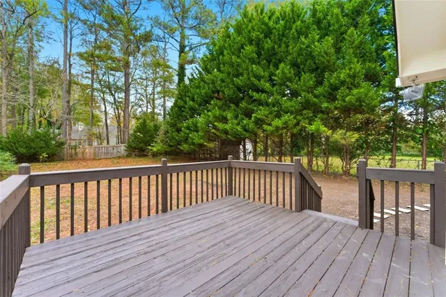 a view of wooden deck