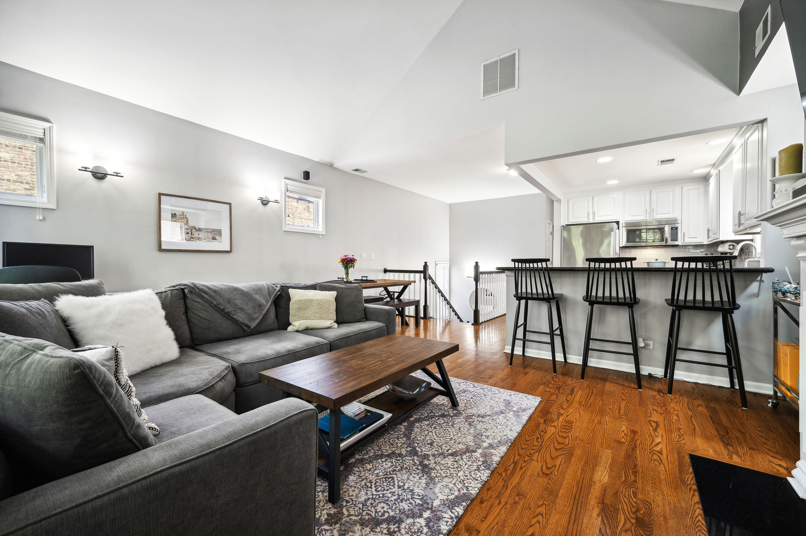 3223 North Seminary Avenue, Unit 3 Chicago, IL 60657 - Photo 4 of 17 a living room with furniture and a wooden floor