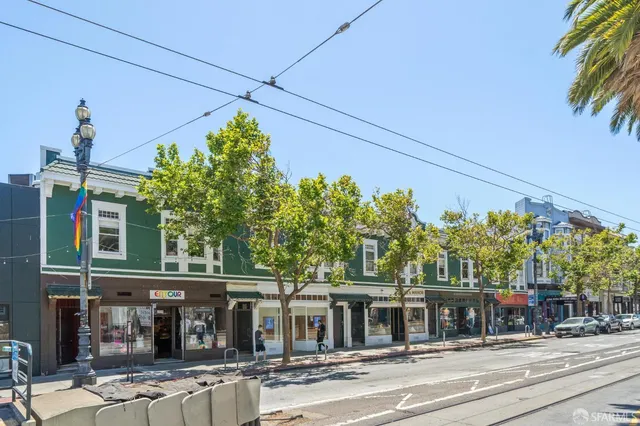 front view of a building with a street