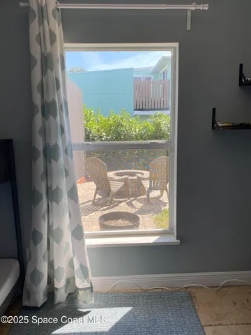 an empty room with a workbench