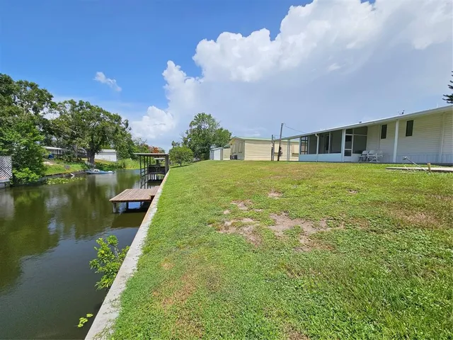 a garden view with a seating space