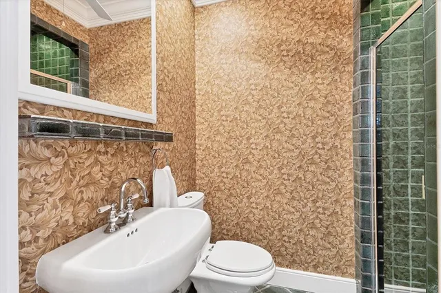 a view of bathroom with dual sinks