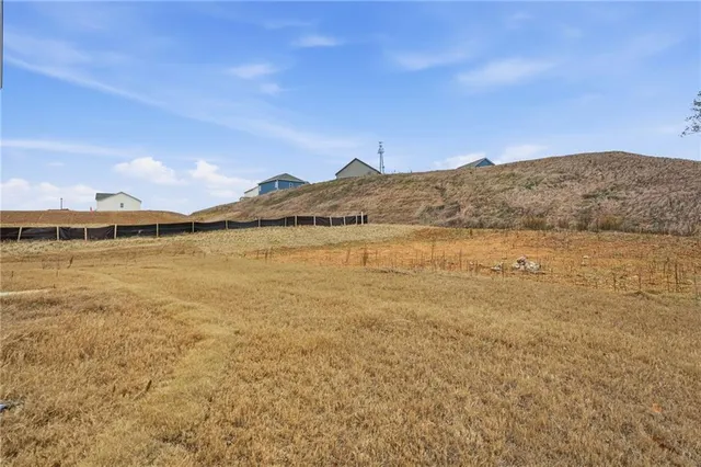 a view of a yard with an ocean