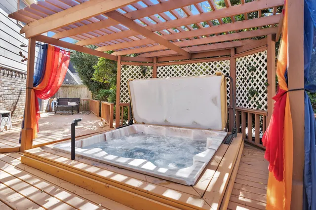 a view of a chairs and bench in the balcony