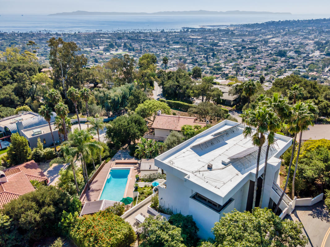 350 Las Alturas Road Santa Barbara, CA 93103 - Photo 38 of 49 an aerial view of residential house with outdoor space and lake view