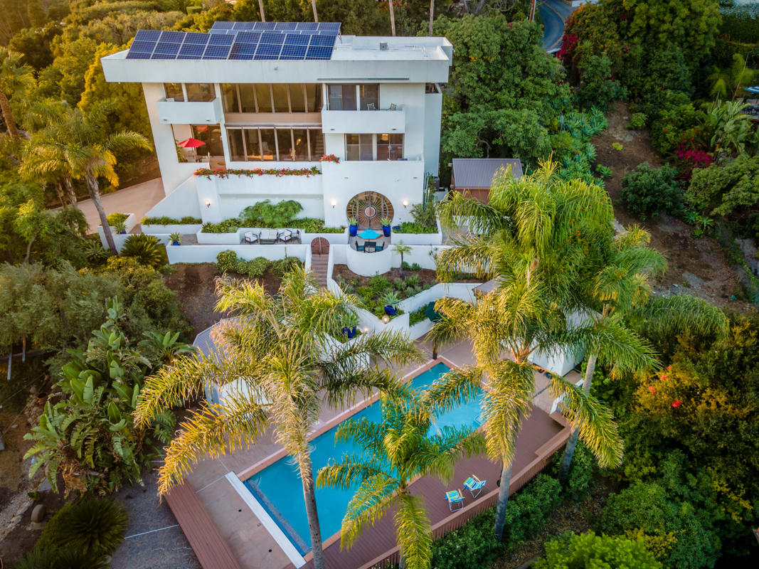 350 Las Alturas Road Santa Barbara, CA 93103 - Photo 39 of 49 an aerial view of residential house with outdoor space and swimming pool