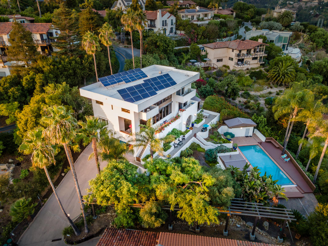 350 Las Alturas Road Santa Barbara, CA 93103 - Photo 8 of 49 an aerial view of a house with a yard