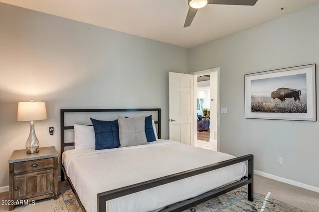 an aerial view of a house with a swimming pool