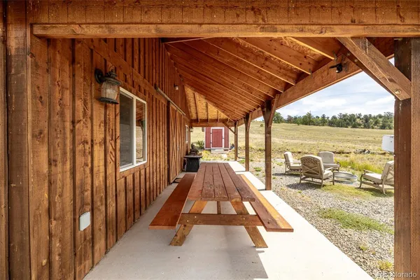 a view of a lake with roof deck and city view