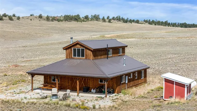 a view of a terrace with a city view