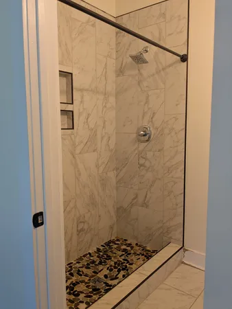a bathroom with a shower