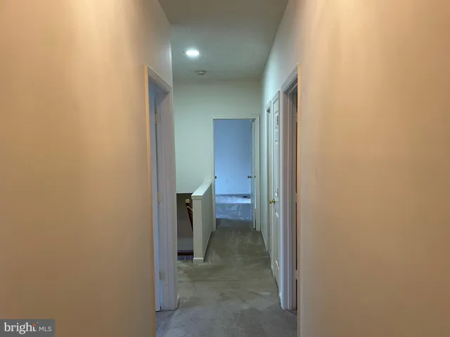 a view of a hallway with a toilet
