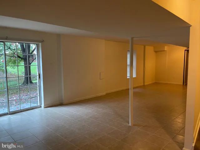 a view of a yard with plants and tree