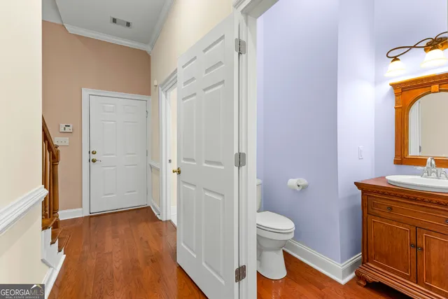 a view of a room with racks on the wall