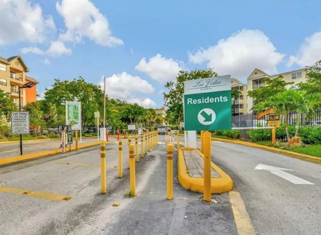 a view of a park with slides